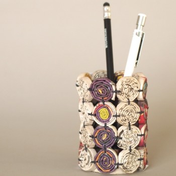 Recycled paper pen holder